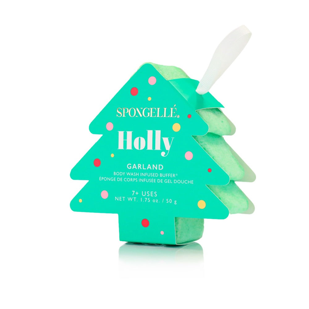 Holly Garland Christmas Tree Shower Buffer Sponge