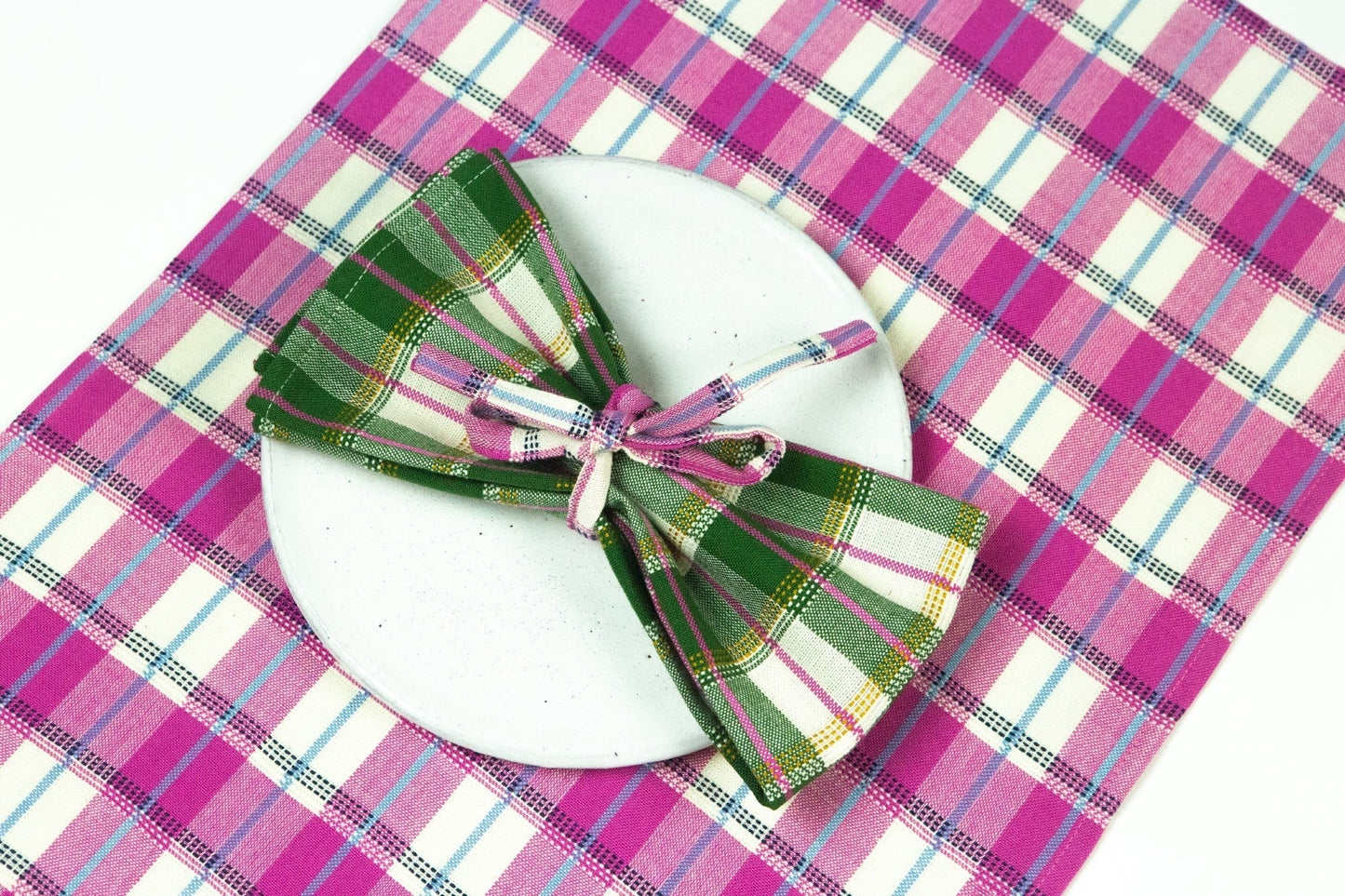 San Andres Gingham Forest & White Napkins