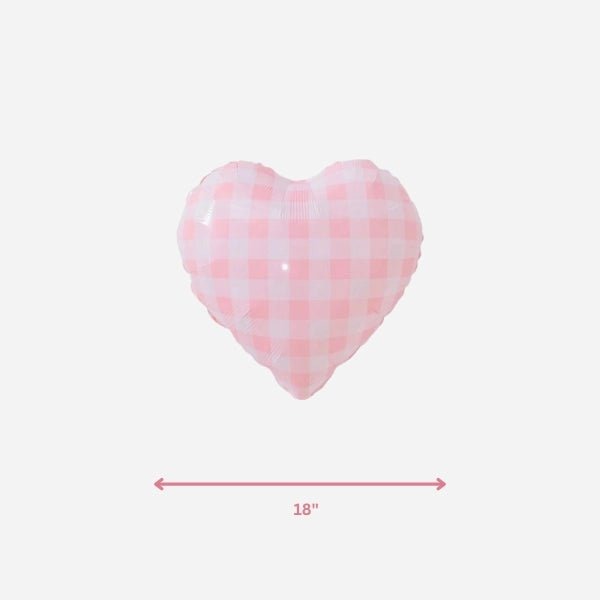 Gingham Pink Heart Foil Balloon