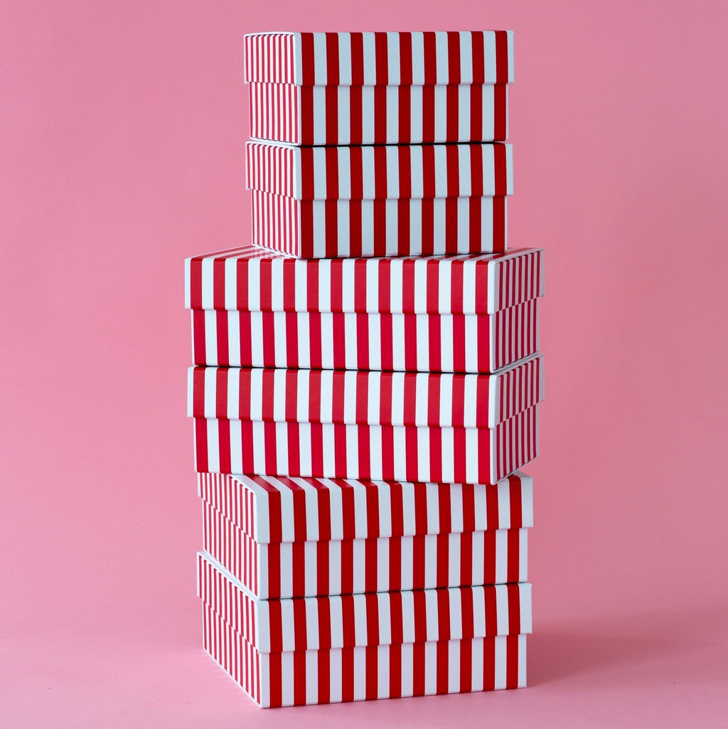 Cherry Red Cabana Stripe Display Box Risers