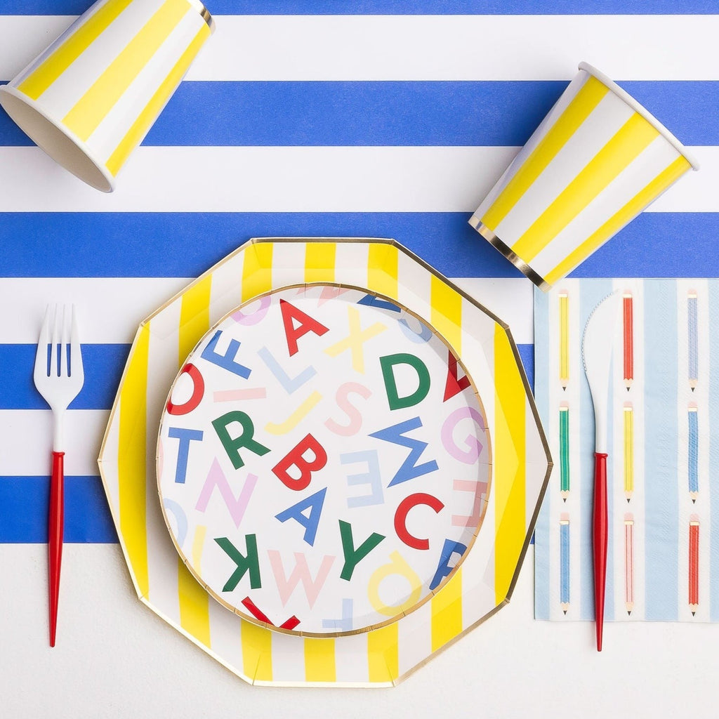 Soleil Yellow Signature Cabana Stripe Plates