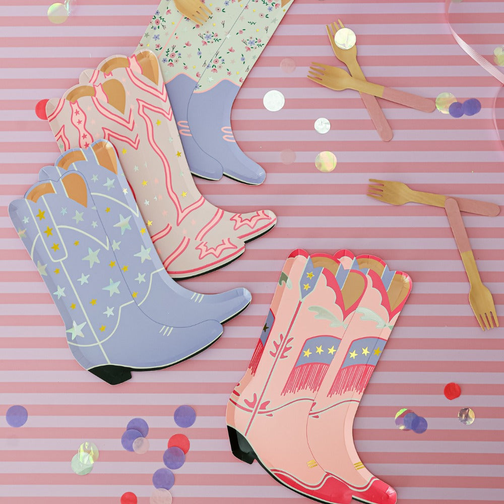 Pink Cowgirl Boot Shaped Plates