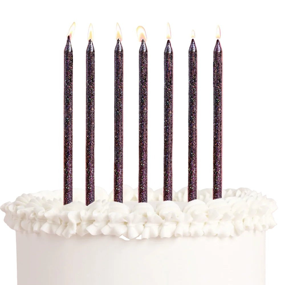 Black Glitter Birthday Candles