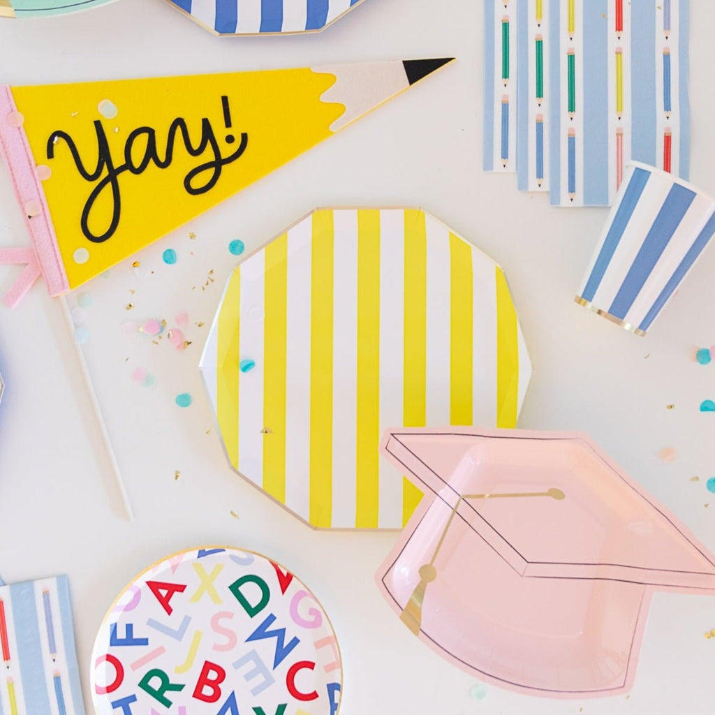 Soleil Yellow Signature Cabana Stripe Plates
