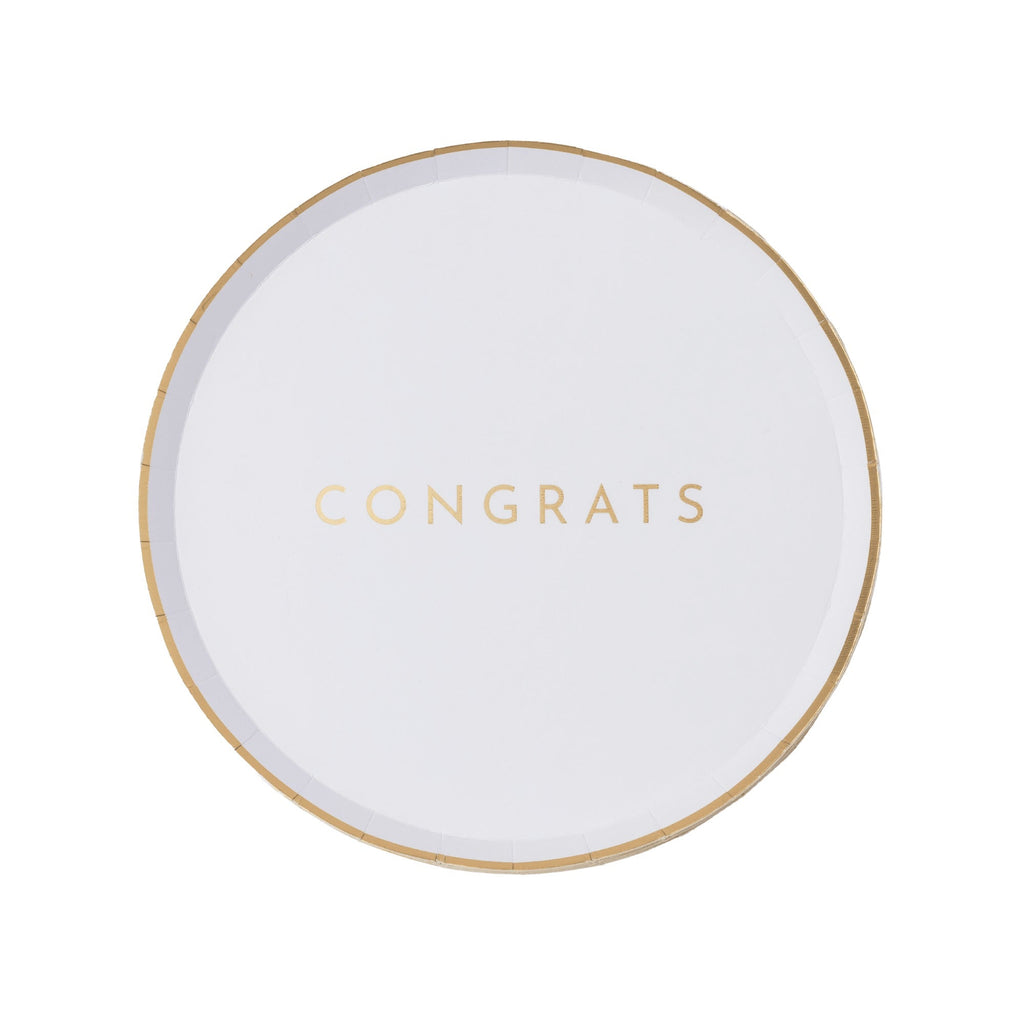 White & Gold Congrats Small Plates