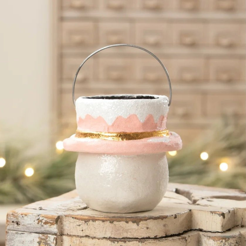 Bethany Lowe Pastel Holly Hat Snowman, Small