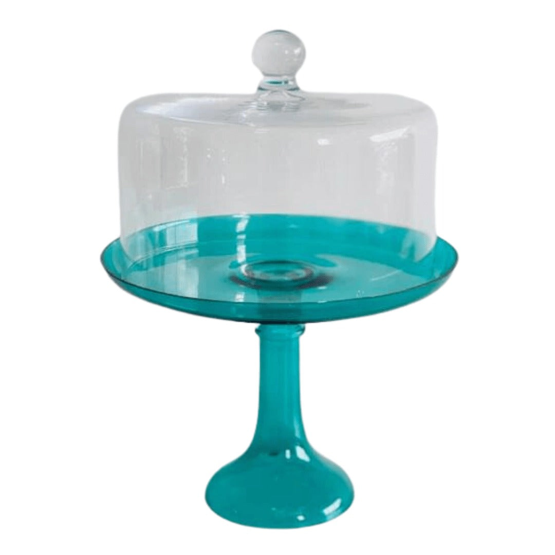 Emerald Green Glass Cake Stand