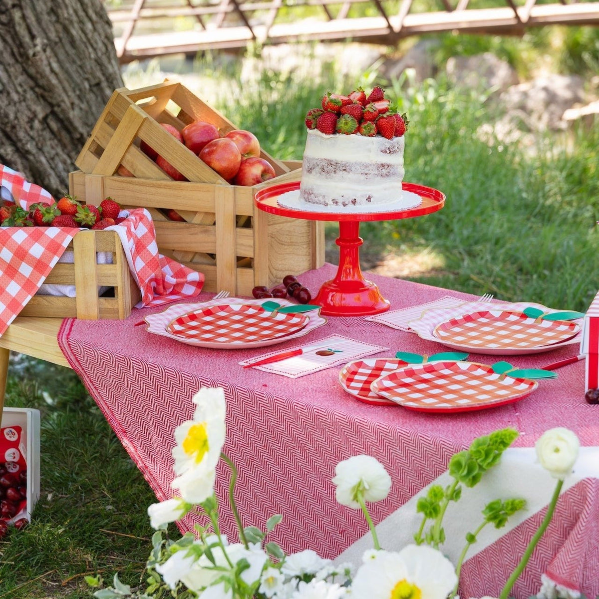 Large Cherry Red Pedestal Melamine Cake Stand