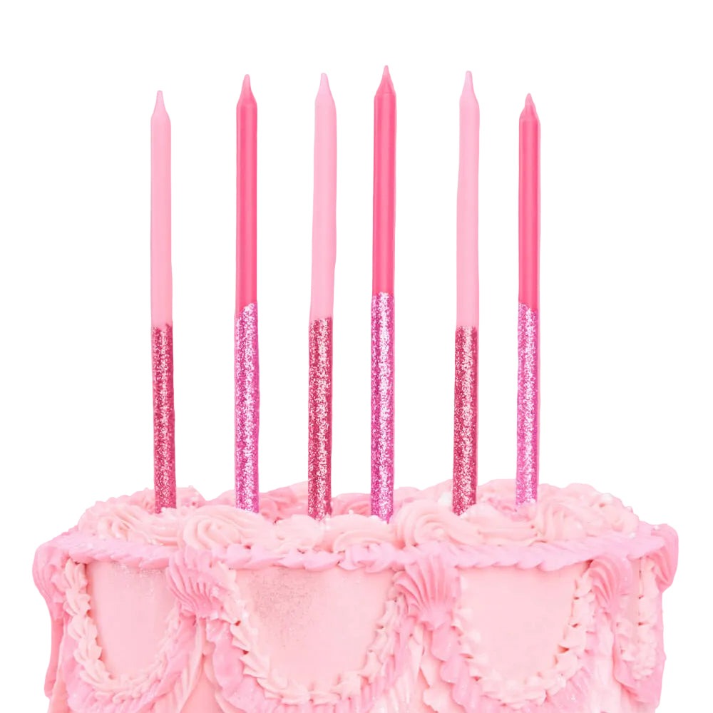 Shades of Pink Glitter Birthday Candles