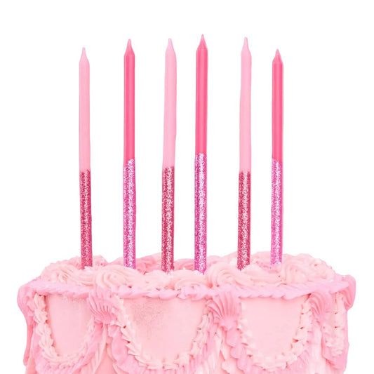 Shades of Pink Glitter Birthday Candles