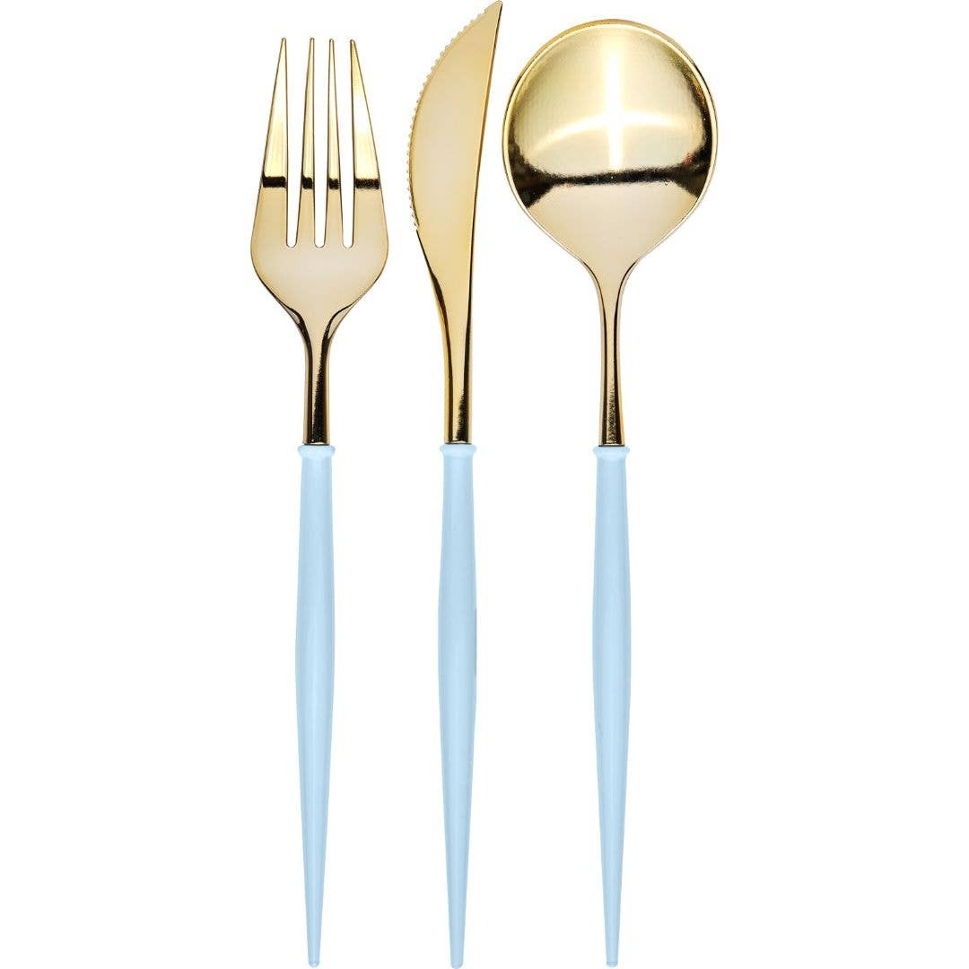 Fancy Sky Blue and Gold Cutlery