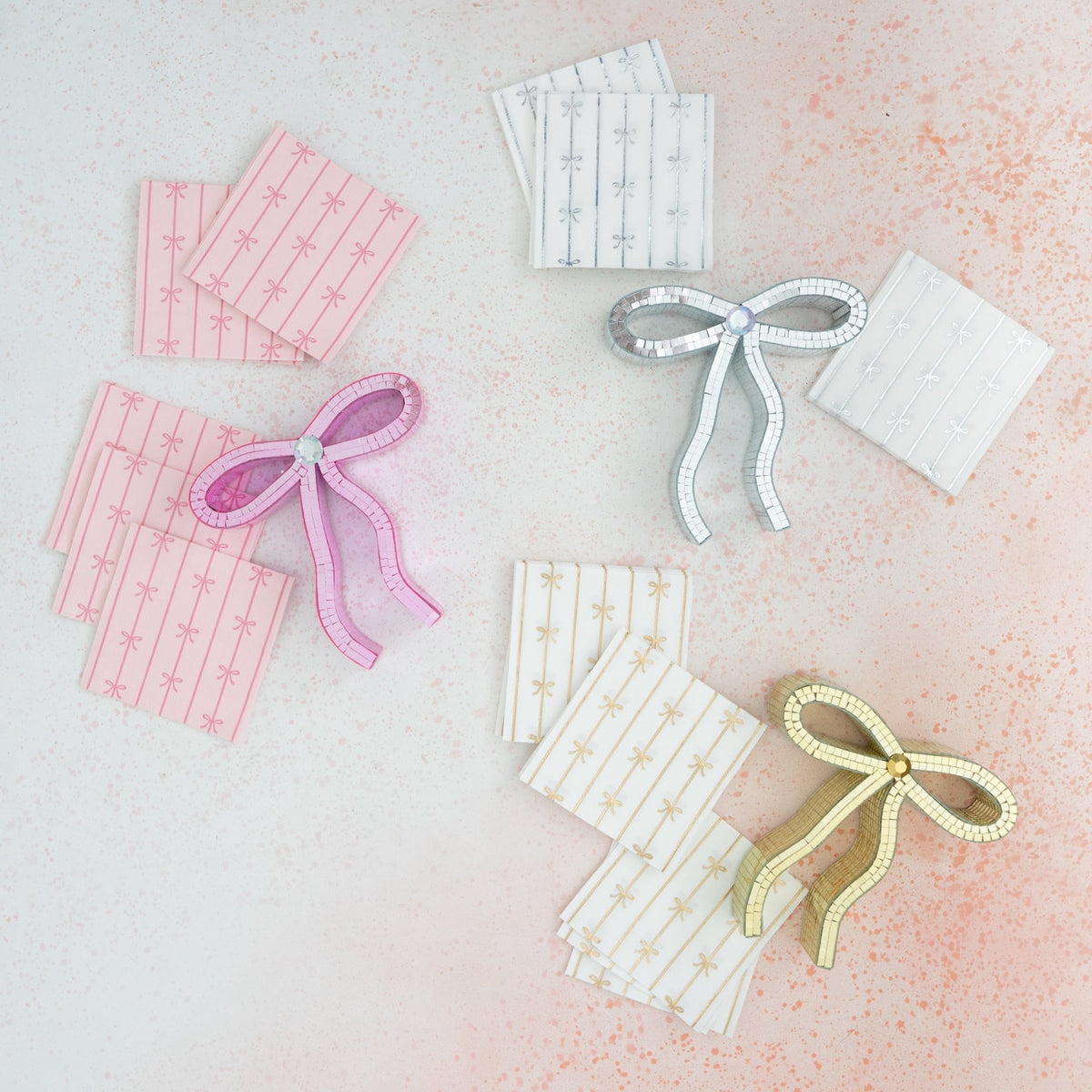 Silver Signature Bow Small Napkins