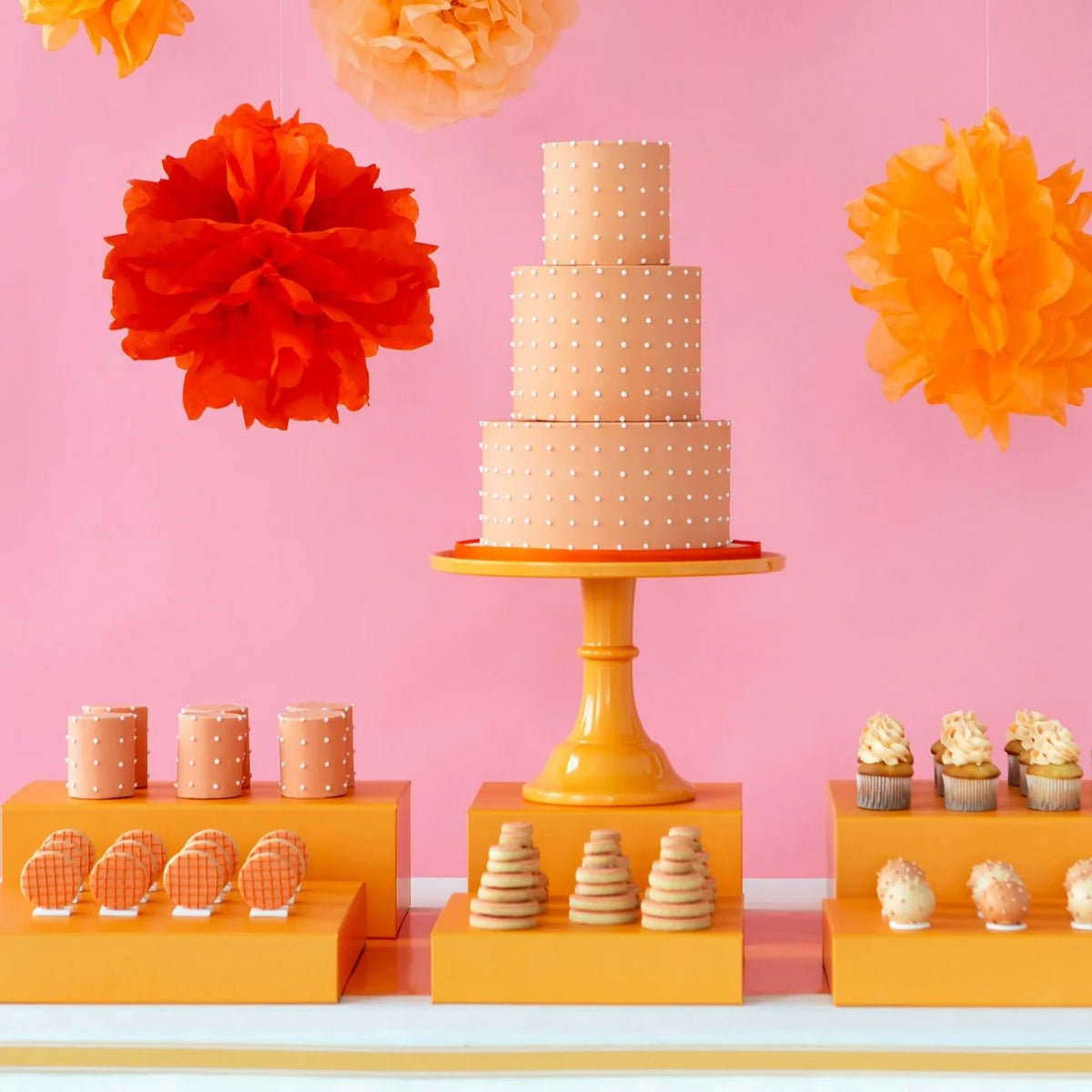 Large Orange Pedestal Melamine Cake Stand