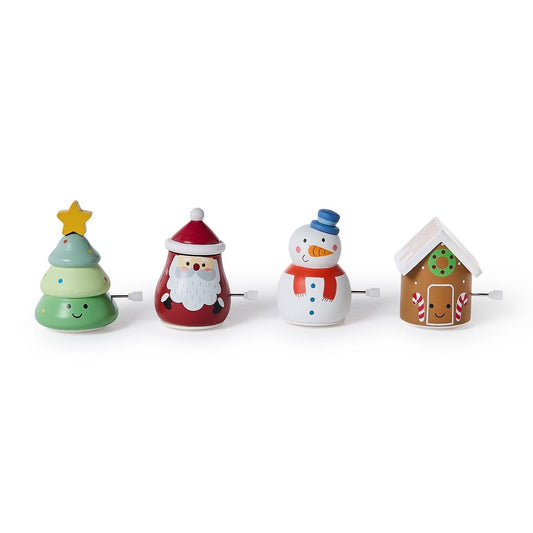 Christmas Wooden Wind Up Spinning Toy