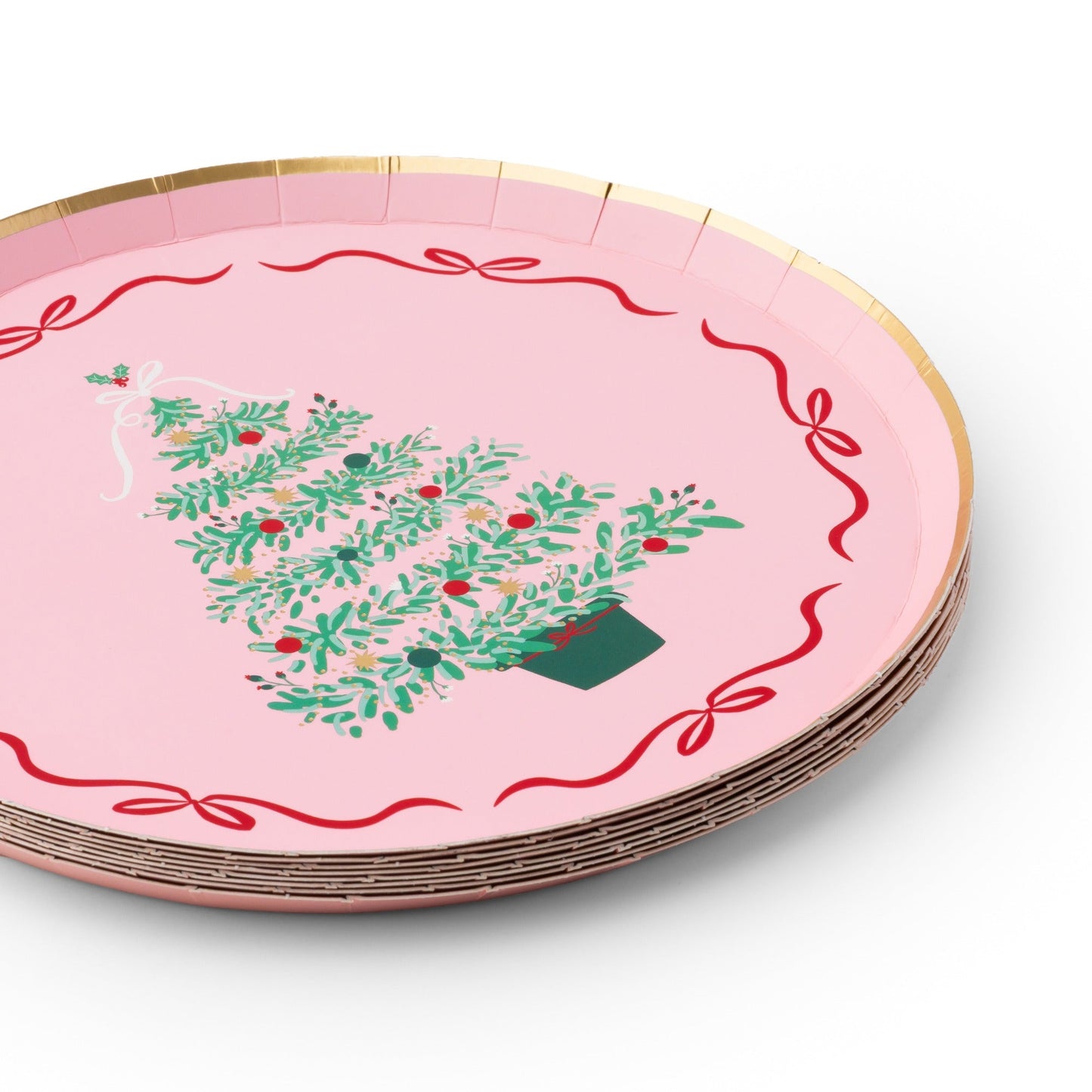 Pink Christmas Tree Dessert Plates