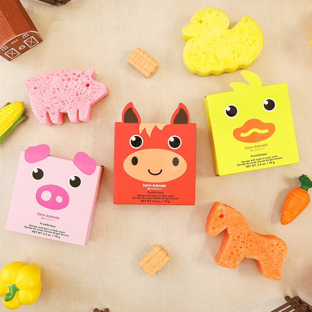 Farm Animals Shower Buffer Sponge Pack