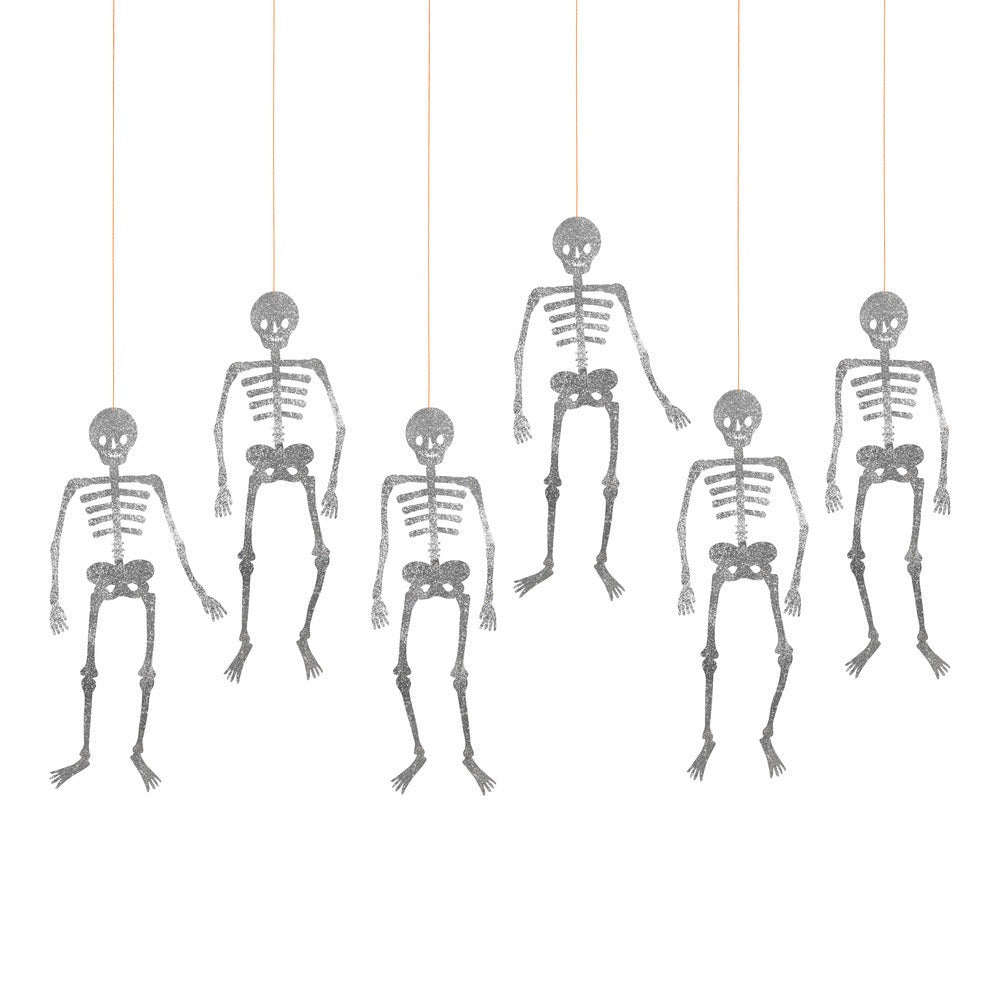Glitter Jointed Skeleton Decorations