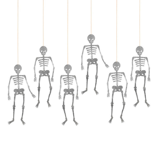 Glitter Jointed Skeleton Decorations