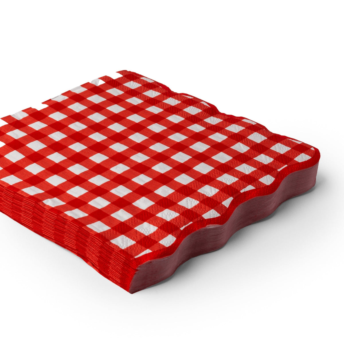 Elegant Cherry Red Gingham Dinner Napkins