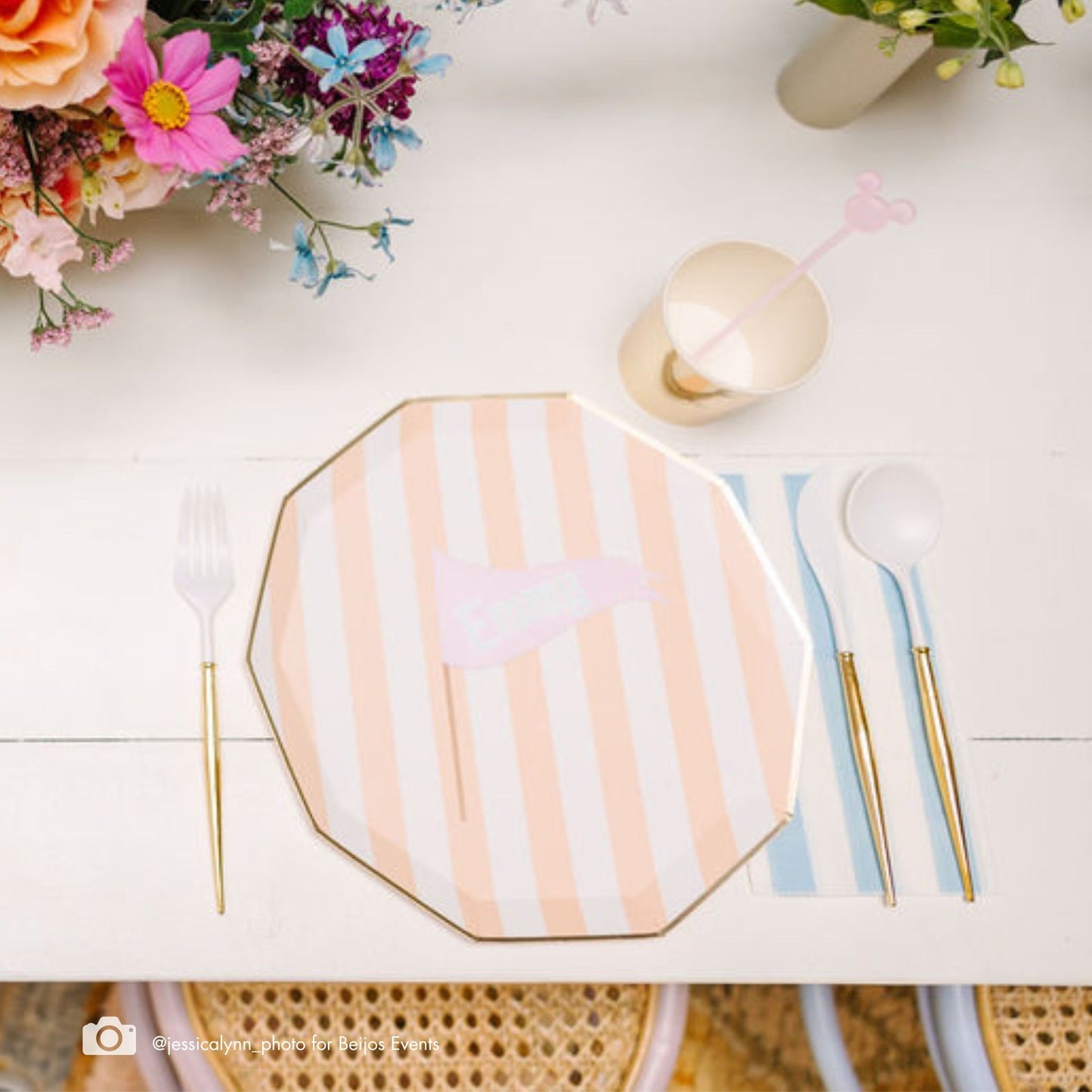 Sweet Peach Signature Cabana Stripe Plates
