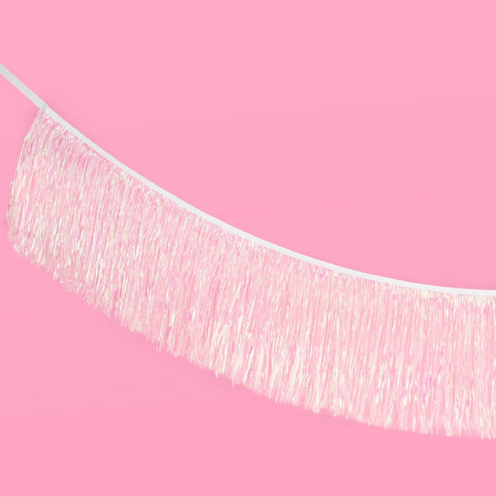 White Iridescent Fringe Banner