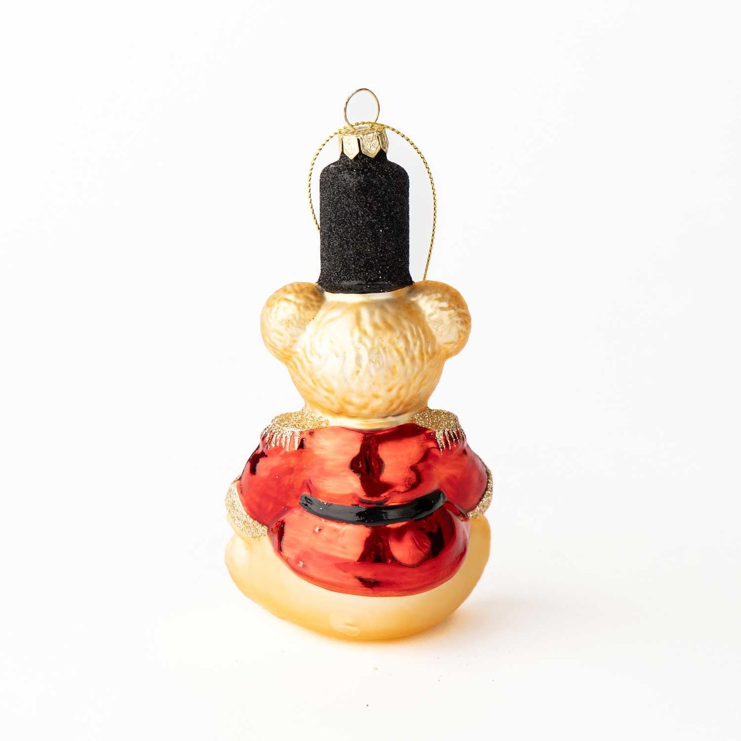 Red Jacket Teddy Bear Glass Ornament