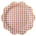 Elegant Mocha Brown Gingham Dinner Plates