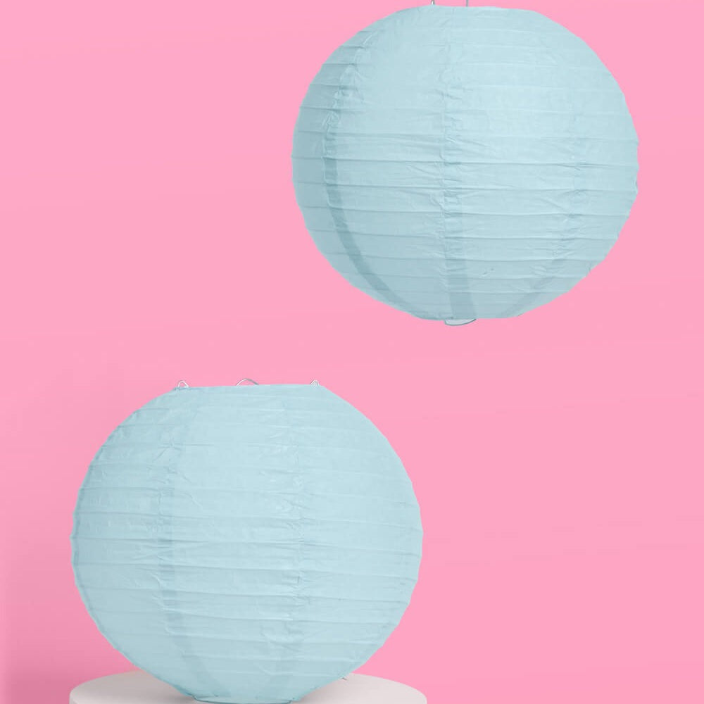 Blue Floral Paper Lantern Set