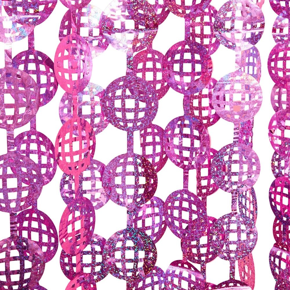 Pink Disco Ball Foil Curtain Backdrop