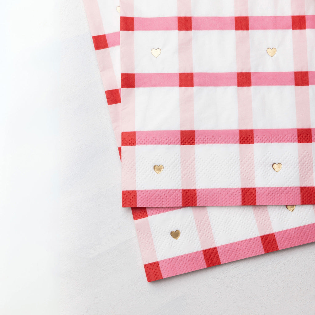 Elegant Valentine Plaid Dinner Napkins