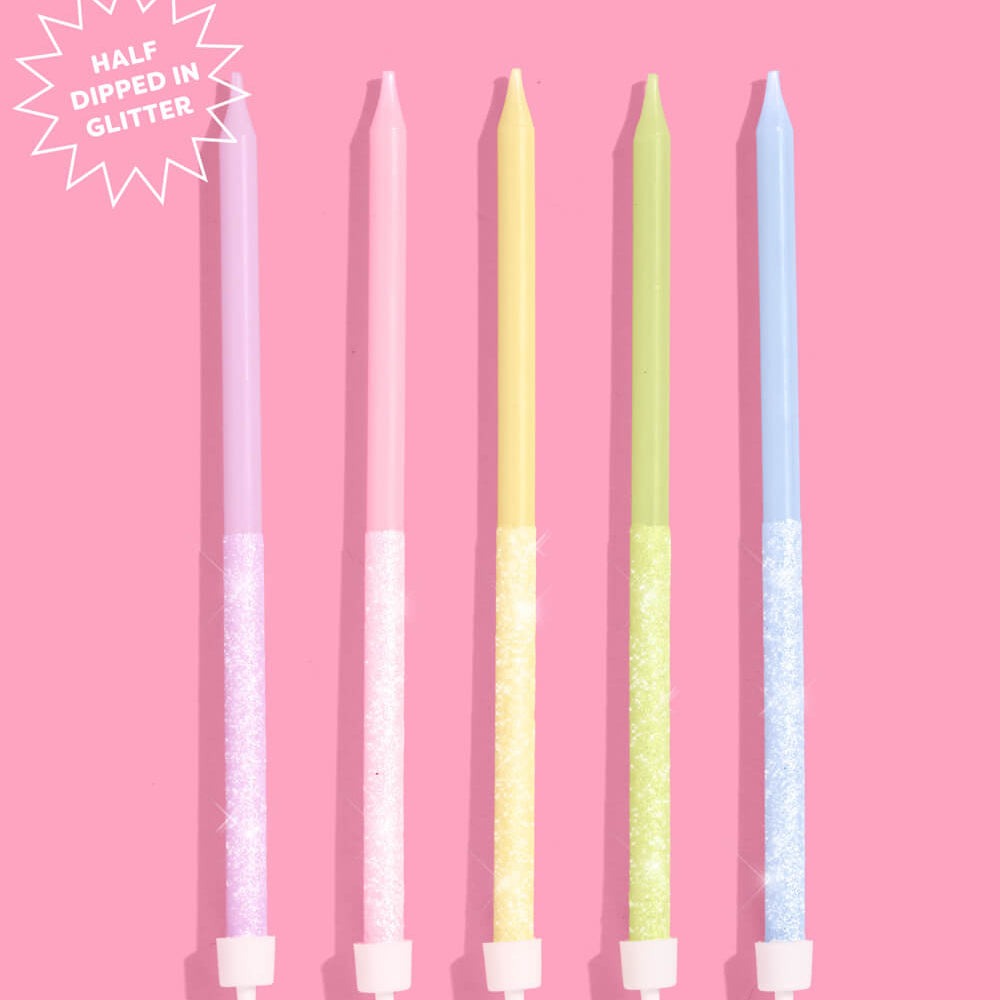 Pastel Glitter Candles
