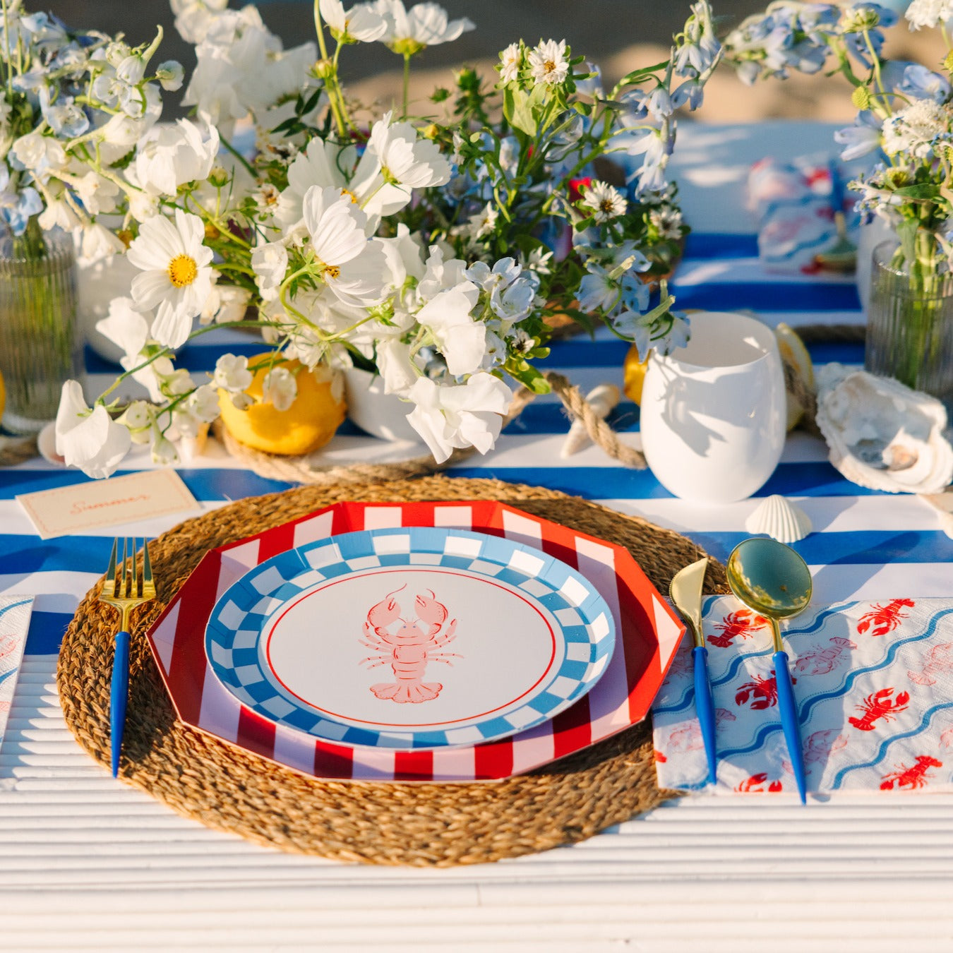 Pink & Red Signature Cabana Stripe Plates