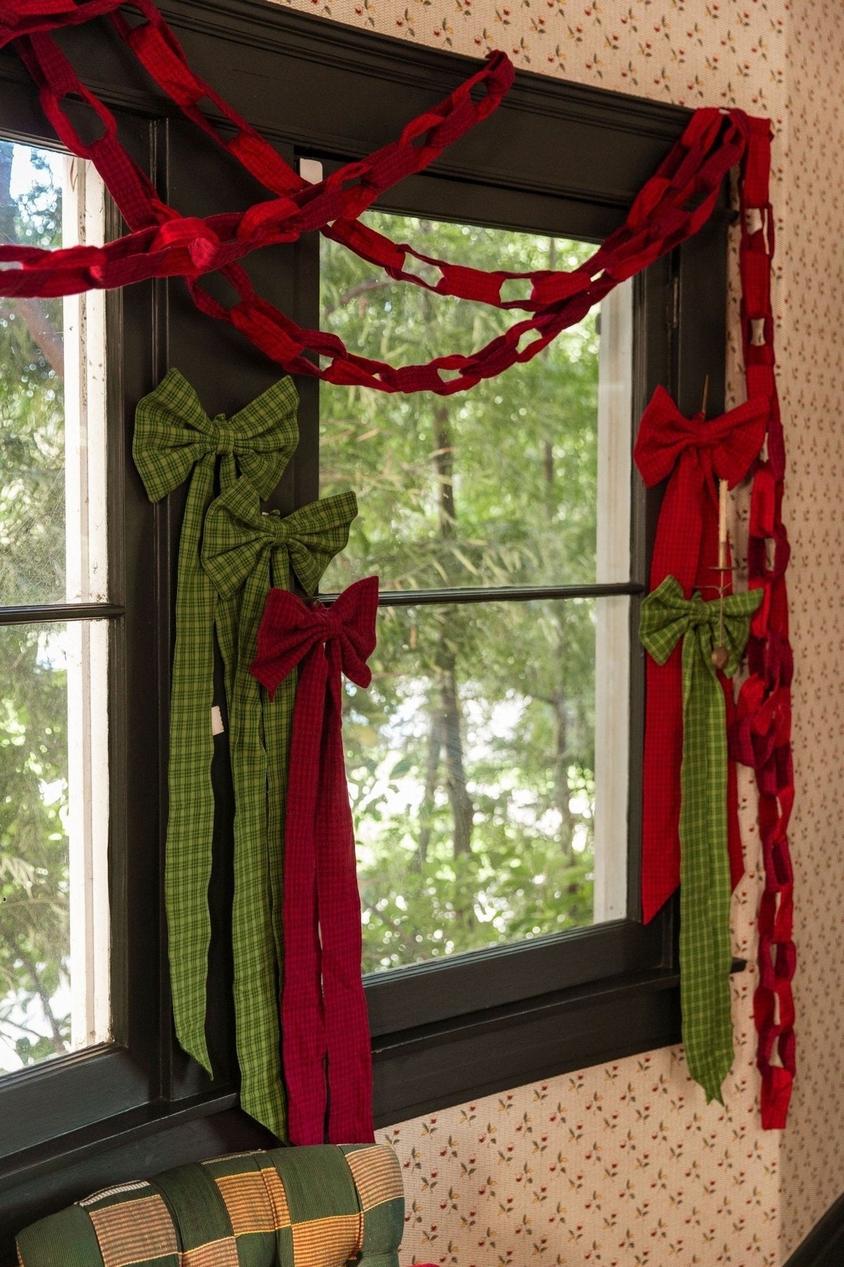 Katherine Plaid Evergreen Fabric Bow