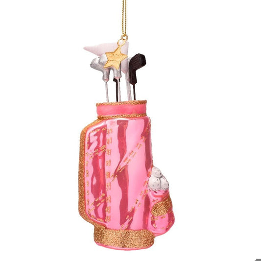 Pink Golf Bag Glass Ornament