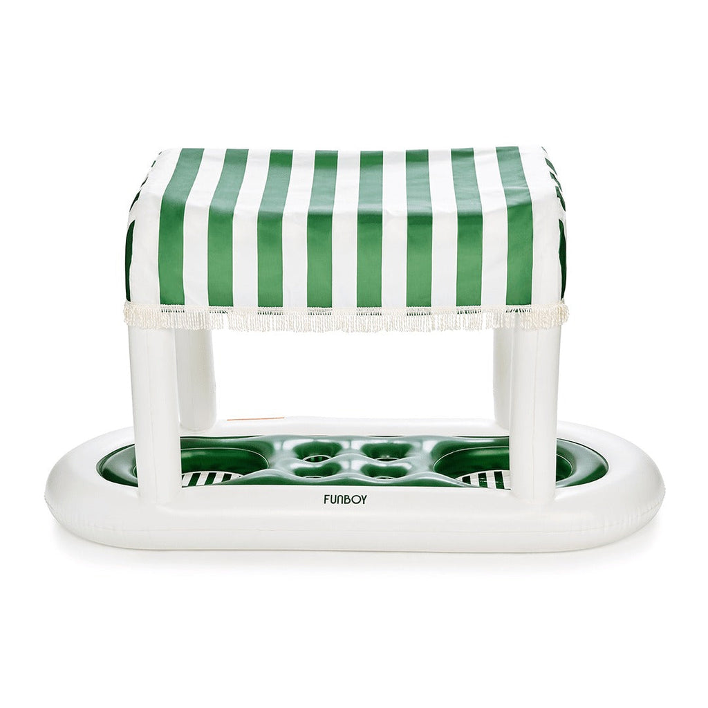 Inflatable Pool Bar, Green Cabana Stripe