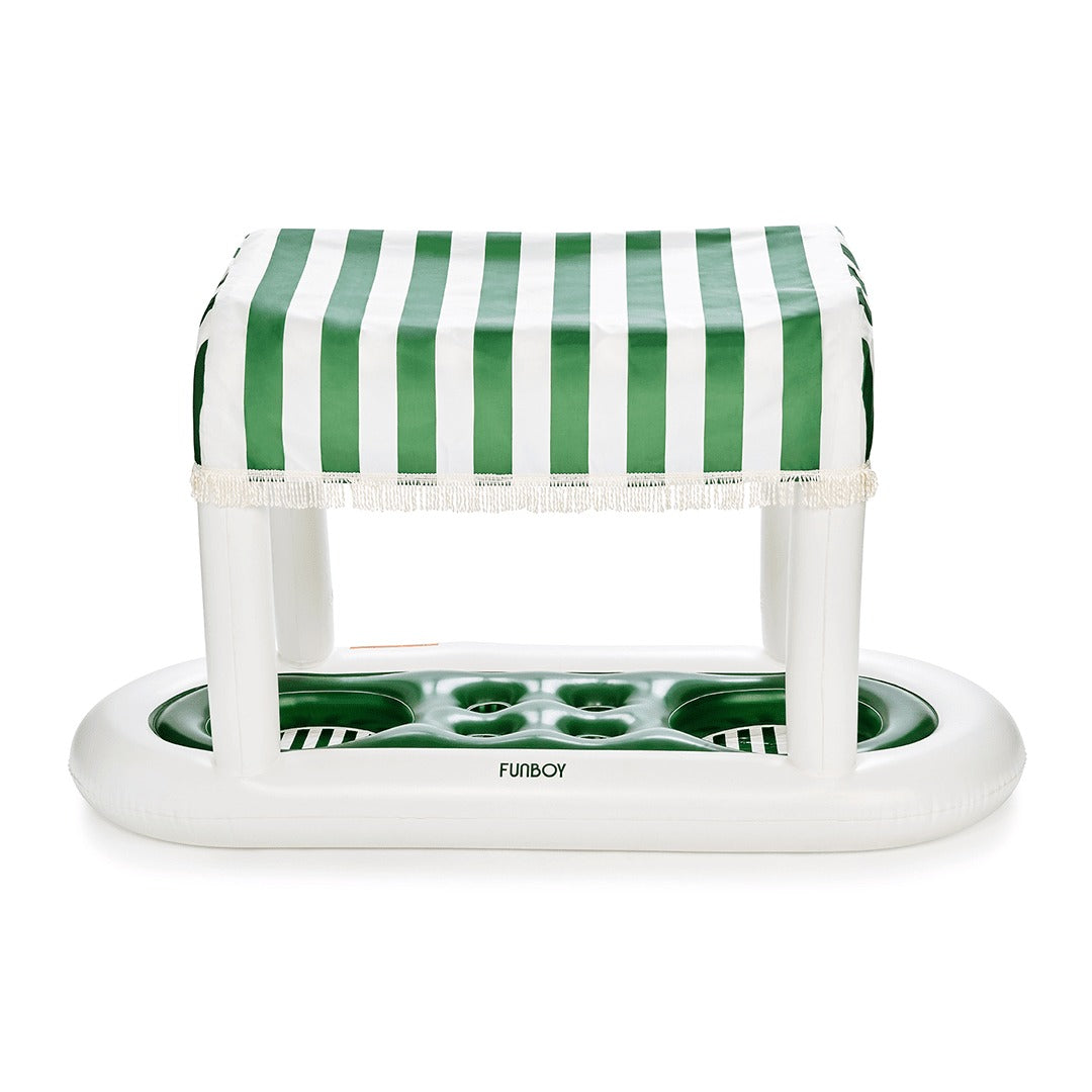 Inflatable Pool Bar, Green Cabana Stripe