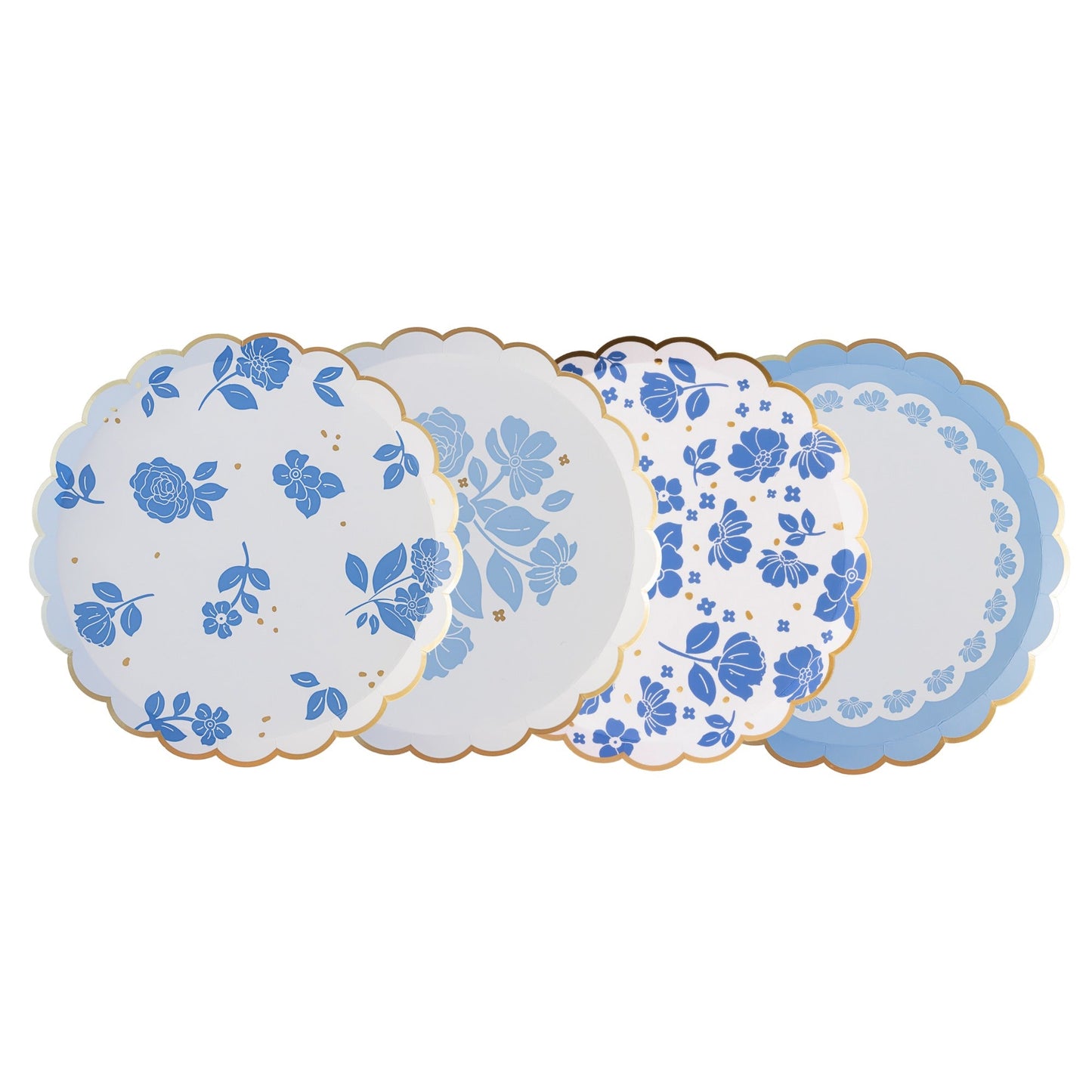 Belle Blue Elegant Floral Dessert Plates