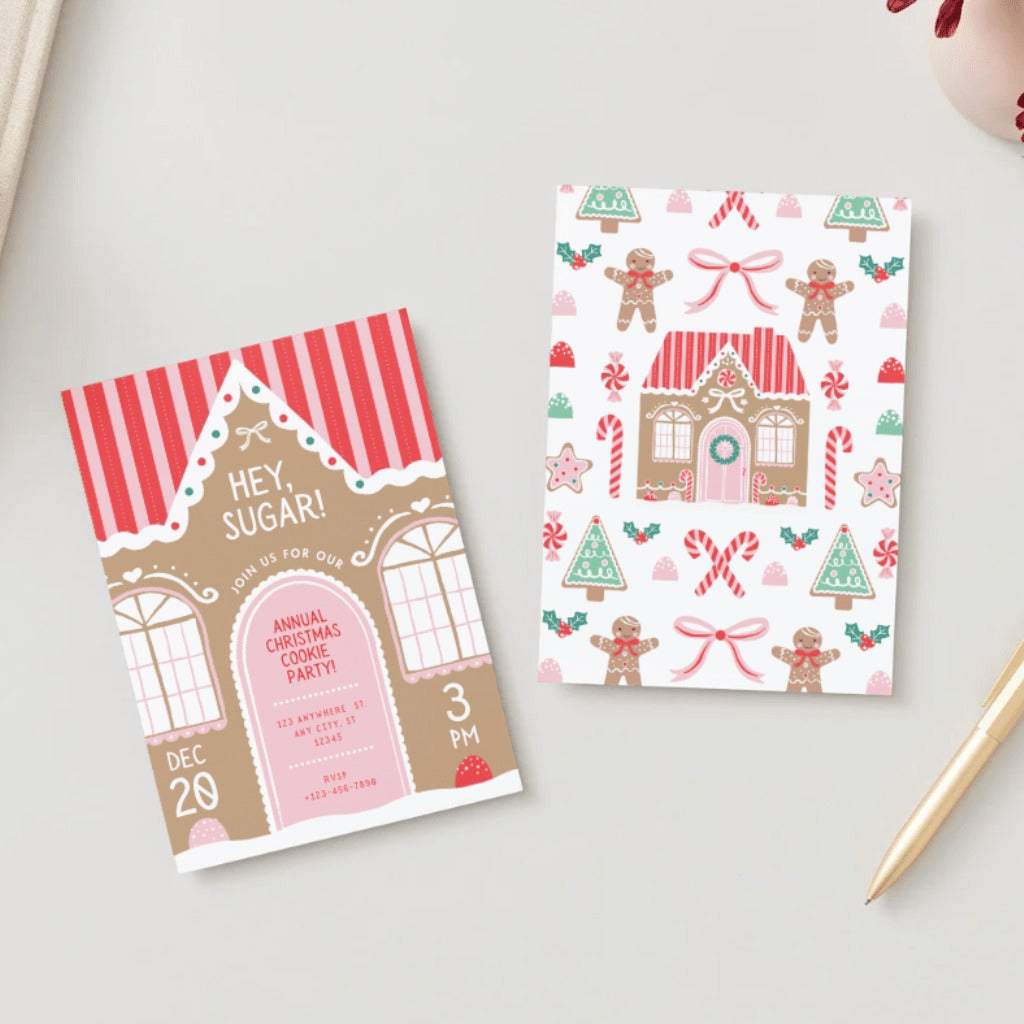 Sweet Gingerbread Christmas Digital Party Invitation