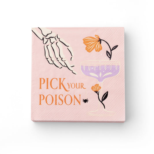 Floral Halloween Skulls & Spiders Cocktail Napkins