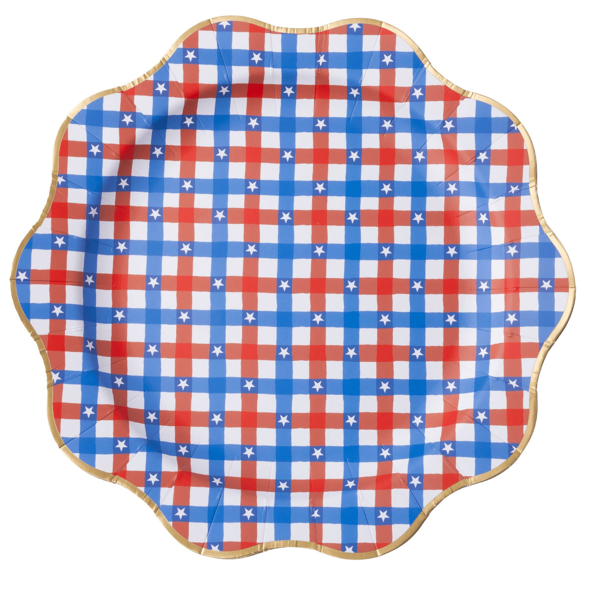 Red & Blue Gingham Star Dinner Plates