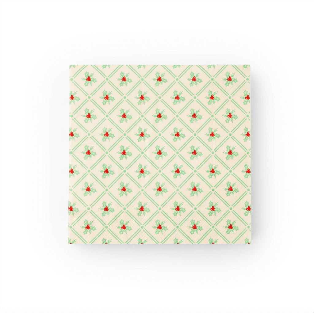 Holly Pattern Christmas Dinner Napkins