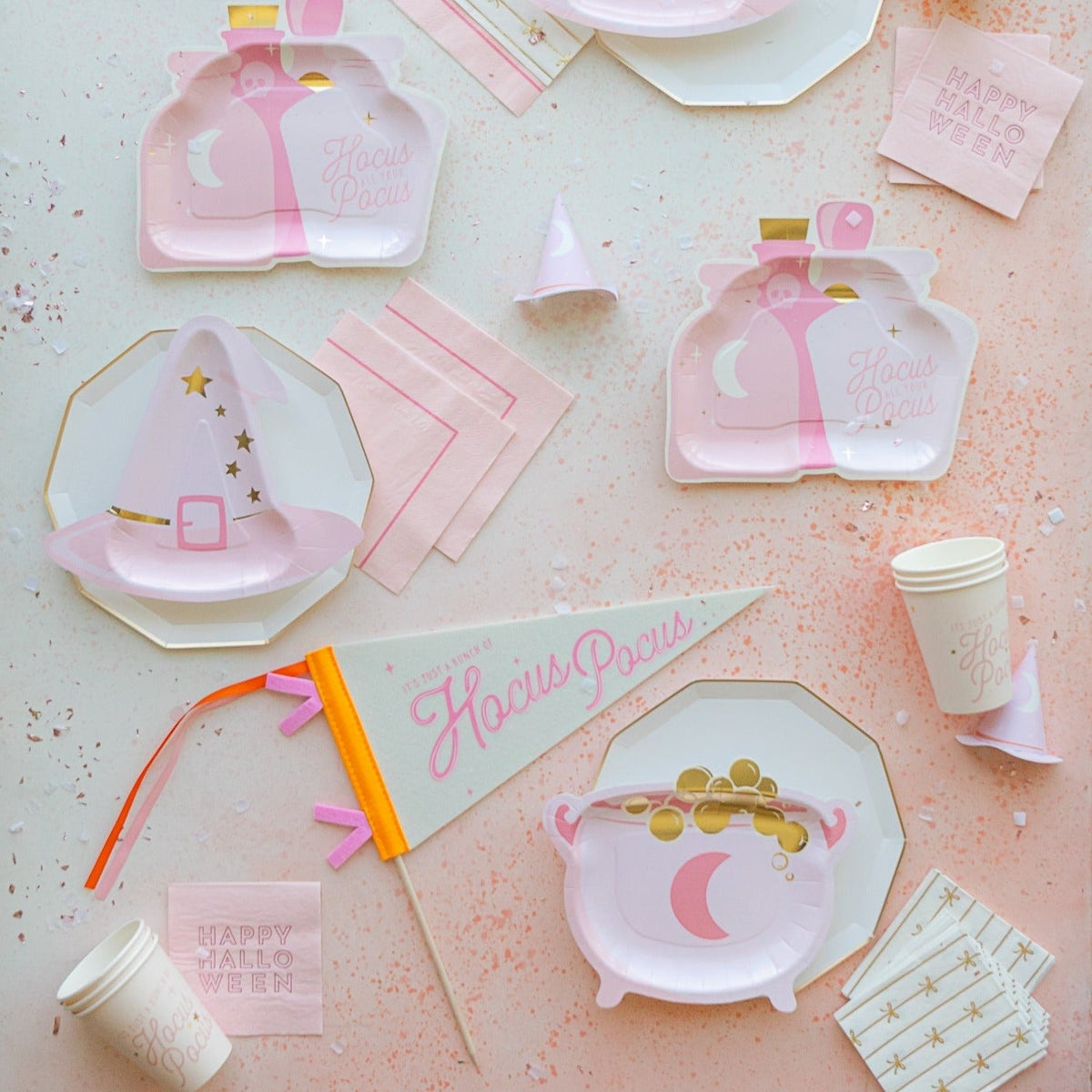 Happy Halloween Pink Cocktail Napkins