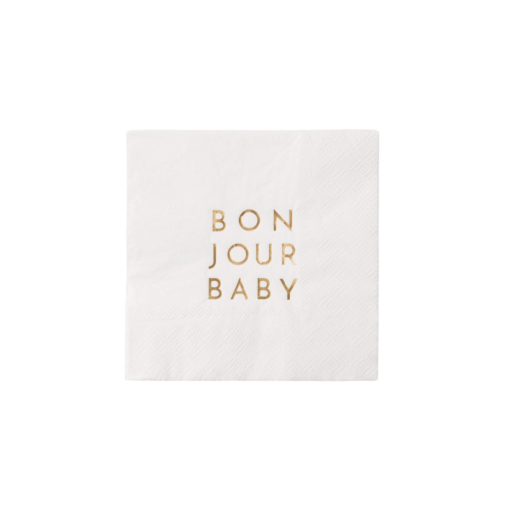 Bonjour Baby Blanc White Cocktail Napkins