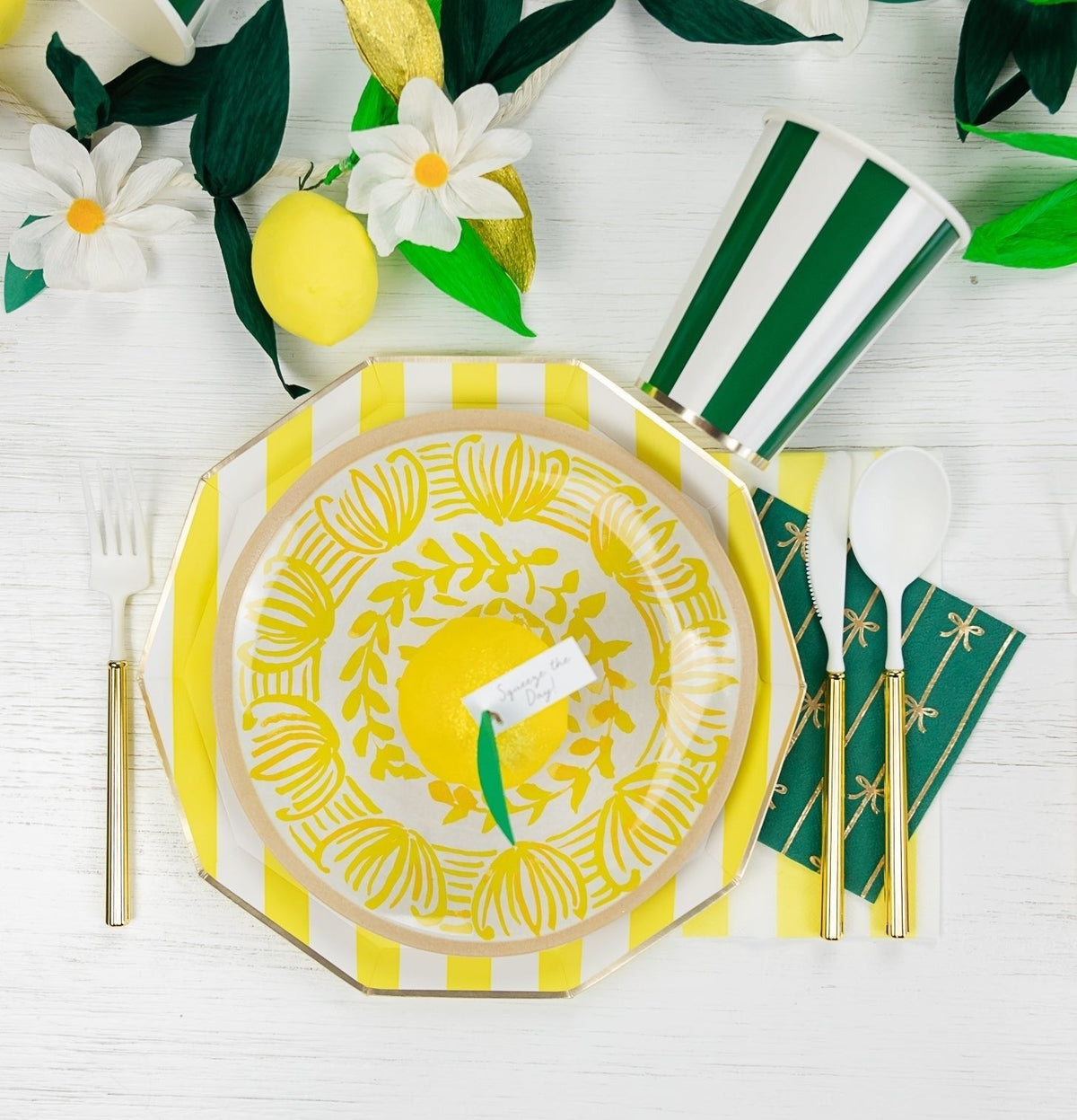Soleil Yellow Cabana Stripe Guest Towels