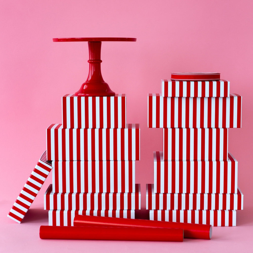 Cherry Red Cabana Stripe Display Box Risers