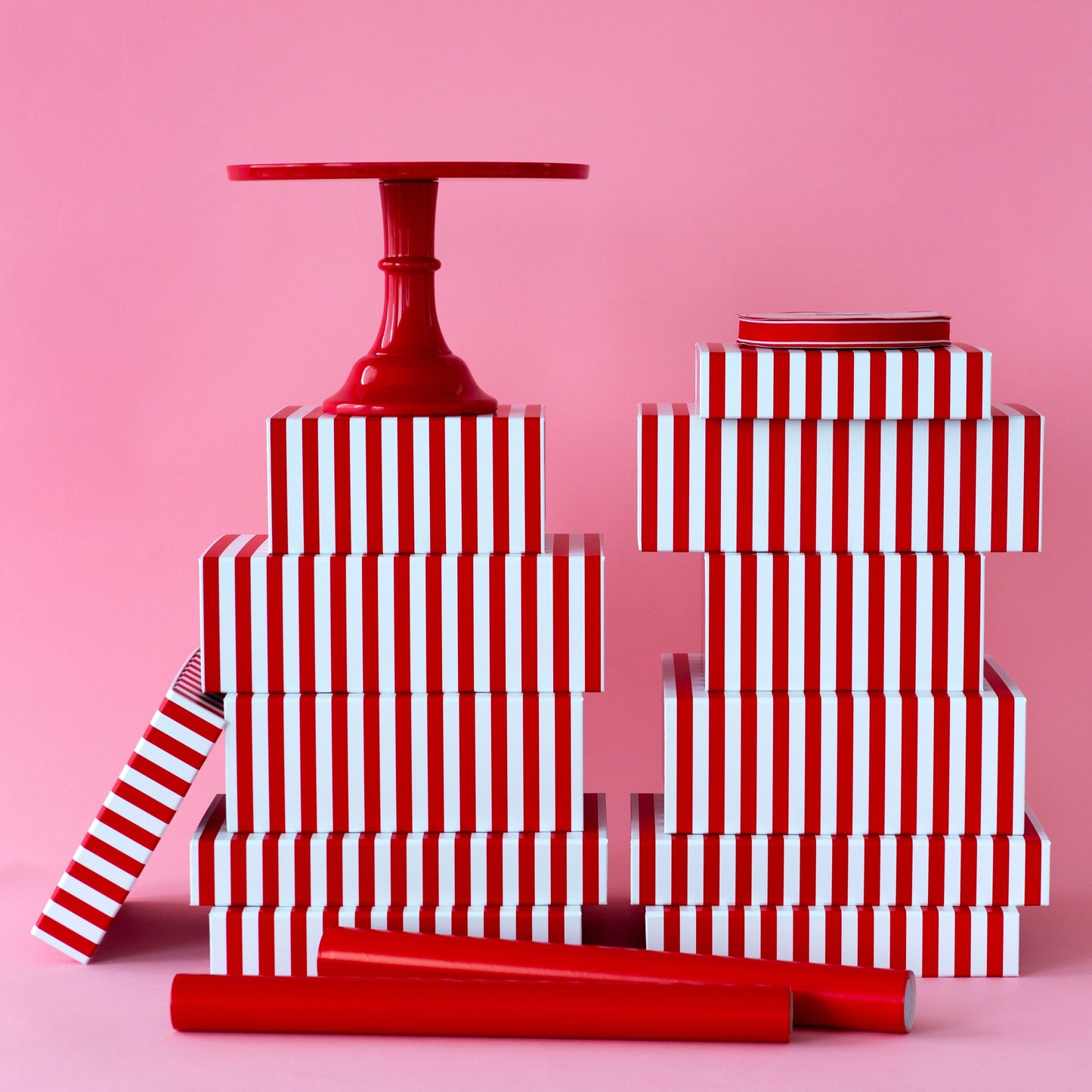Cherry Red Cabana Stripe Display Box Risers