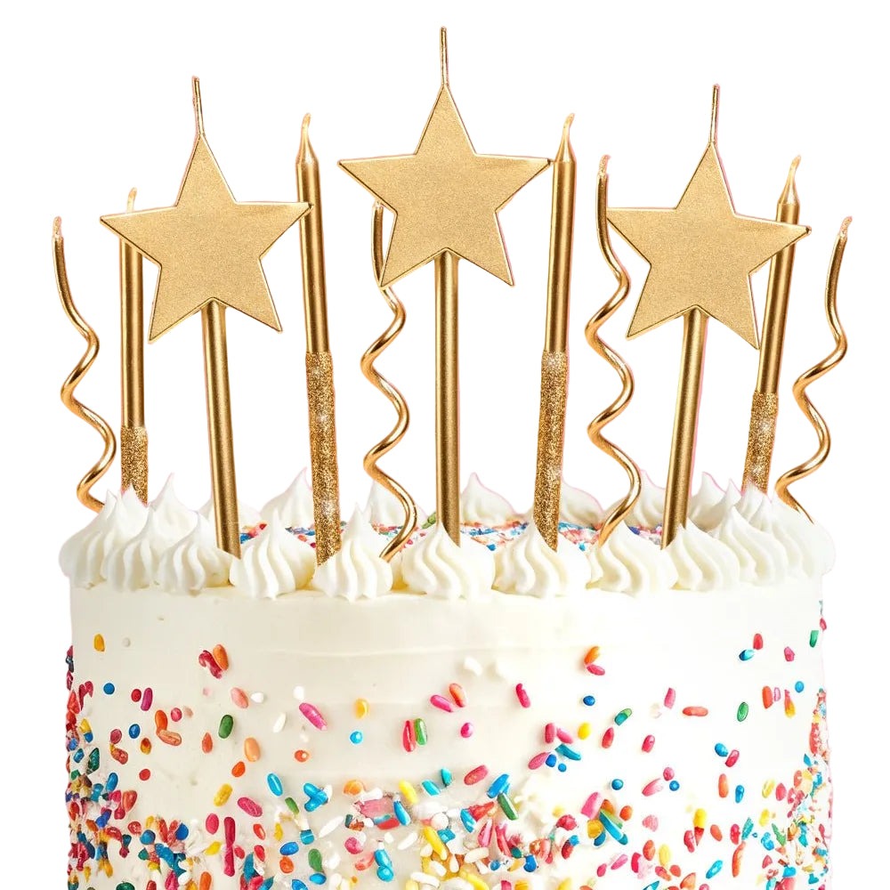Novelty Gold Candles - 14 pc gold glitter candles
