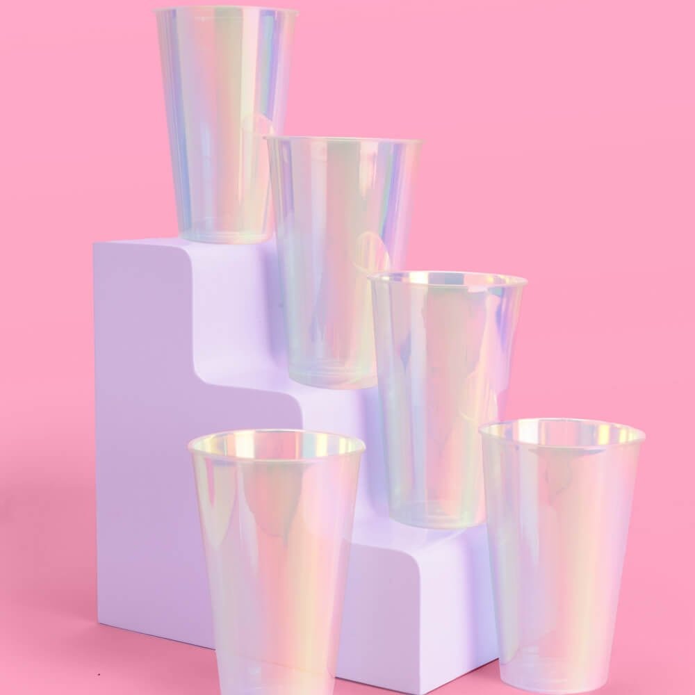 Iridescent Plastic Party Cups, 16 oz (Set of 16)