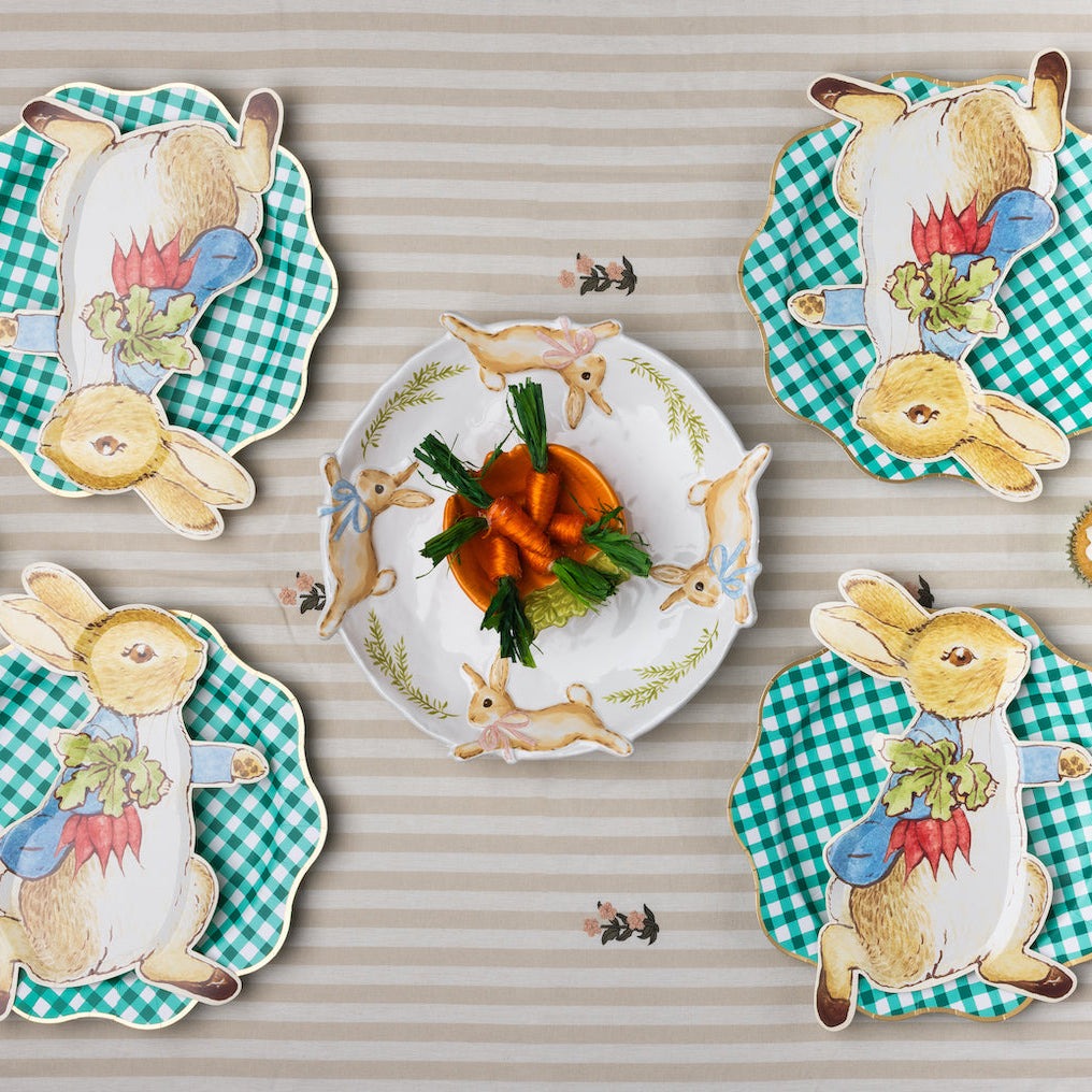 Elegant Emerald Green Gingham Dinner Plates