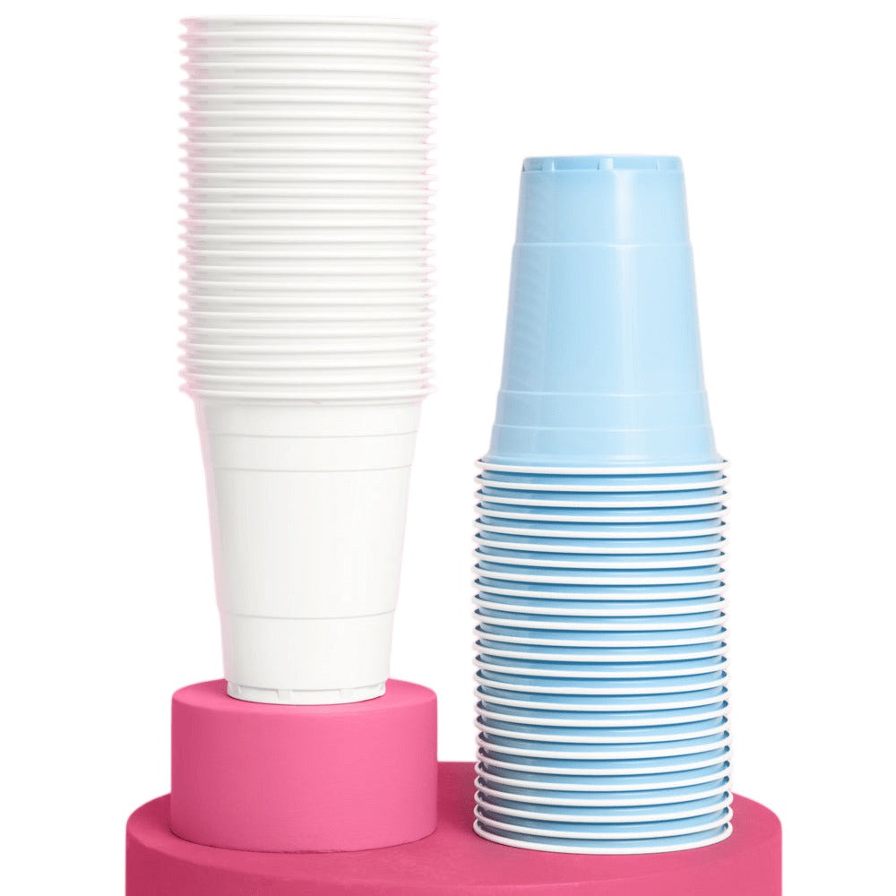 White and Blue Plastic Cups